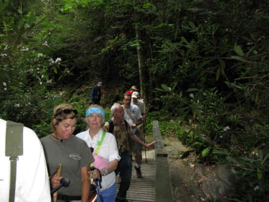 Crossing the bridge at Becky Branch.