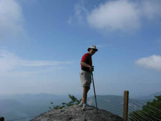 The high point of the mountain. .