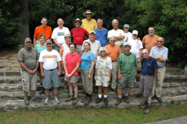 The OFHC gang for today's hike. (l-r font 2 rows) Kevin Anderson, Carole Wintle, Rick Porter, Jeanne O'Connor, Linda Johnson, Wanda Miller, Dan Euliss, Pam Euliss, Vic Robson, Bruce O'Connor, Doug Russell and Jack Jacobi. (l-r back) Bob Thompson, John Bellamy, Wayne Miller, Pom Sinnock, Dan Ross, Bill Hunt, Martha Hunt, Kathy Hunt and Bob Magee.