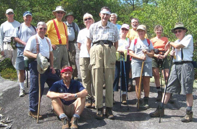 The OFHC gang for today's hike. (l-r) Joe Raguckas, Rick Porter, Vic Robson, Wayne Miller, Joe Metzger, Bruce O'Connor, Carole Raguckas, Bob Thompson, Dick Metzgar, Lynne Saporito, Bob Magee, Jeanne O'Connor, Carole Wintle and Doug Russell.