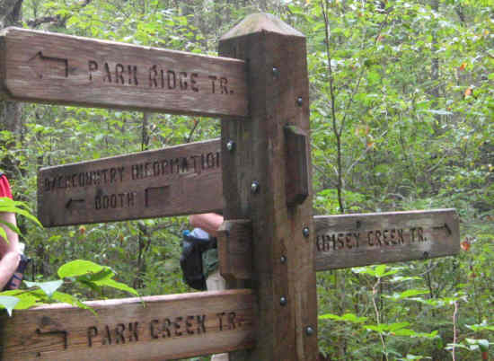 Trail signs near Standing Indian Campground. .