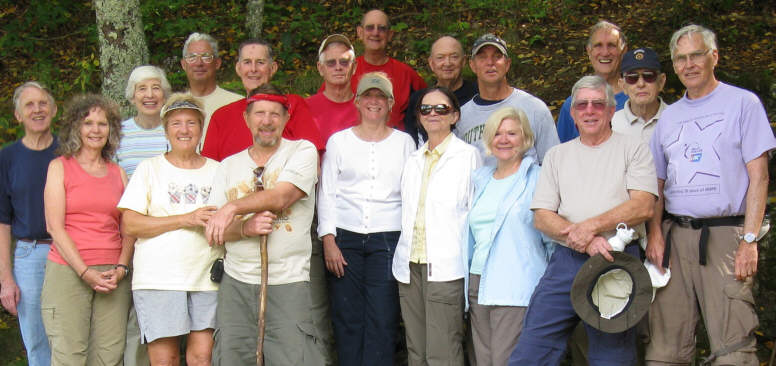 The OFHC gang for today's hike. (l-r front)Carole Wintle, Jeanne O'Connor, Bruce O'Connor, Lynee Saporito, Linda Johnson, Faye Sisson and Vic Robson. (l-r back) John Bellamy, June Bellamy, Bill Hunt, Bob Thompson, Jack Slaton, Wayne Miller, Doug Russell, Joe Raguckas, Dan Ross, George Otis and Dick Metzgar.