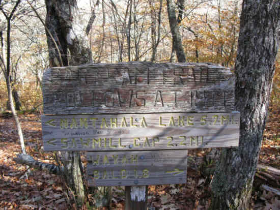 The trail intersection where the Bartram and Appalachian trails combine.