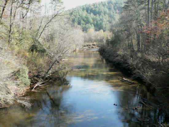 Looking down the West Fork to the junction with the North Fork Chattooga River.