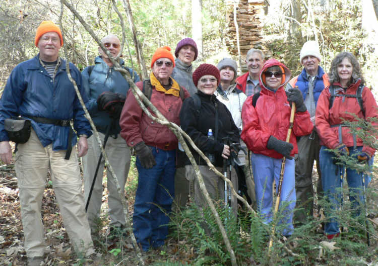 The OFHC gang for today's hike. (l-r) Tony Presley, Jack Jacobi, Vic Robson, Joe Raguckas, Faye Sisson, Greta Driggers, Dan Ross, Donna Presley, Dick Metzgar and Carole Wintle.