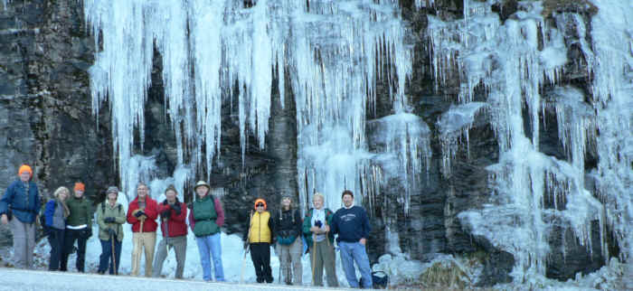 Huge icicles along the road near Hogpen Gap!