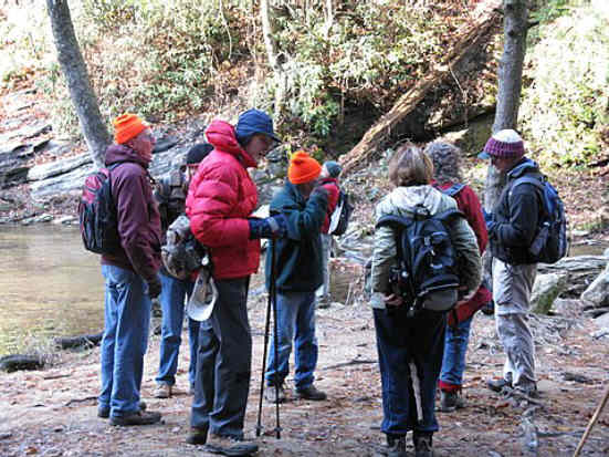 Break time below the falls.
