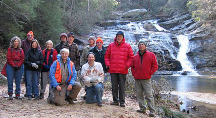 The OFHC gang for today's hike. (l-r front) Dick Metzgar and Bruce O'Connor. (l-r standing) Carole Wintle, Don Preece, Linda Johnson, Jeanne O'Connor, Joe Raguckas, Phil Brownrigg, Greta Driggers, Vic Robson, Bob Thompson and Bill Hunt.