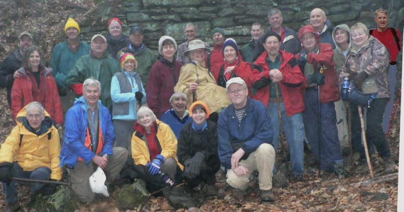The OFHC gang for today's hike. (front l-r) David Whitaker, Dick Metzgar, Geri Whitaker, June Bellamy, Donna Presley and Tony Presley. (second row l-r) Carole Wintle, Dan Euliss, Pam Euliss, Karen Brown, Lynne Saporito, Jeanne O'Connor, Bruce O'Connor, Doug Russell, Greta Driggers and Deena Johns. (back l-r) Jack Wintle, Pom Sinnock, Dave Hinson, Joe Raguckas, Dan Ross, Bill Hunt, Bob Thompson, Chuck Crisp , Jack Jacobi and John Bellamy.