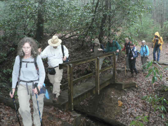 Crossing a foot-bridge early into the hike on Slaughter Creek.