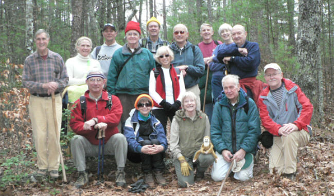 The OFHC gang for today's hike. (l-r front) Bill Hunt, Donna Presley, Geri Whitaker, David Whitaker and Tony Presley. (l-r standing) Dan Ross, Lynne Saporito, Joe Raguckas, Dave Hinson, Pom Sinnock, Pam Euliss, Jack Jacobi, John Bellamy, June Bellamy and Doug Russell.