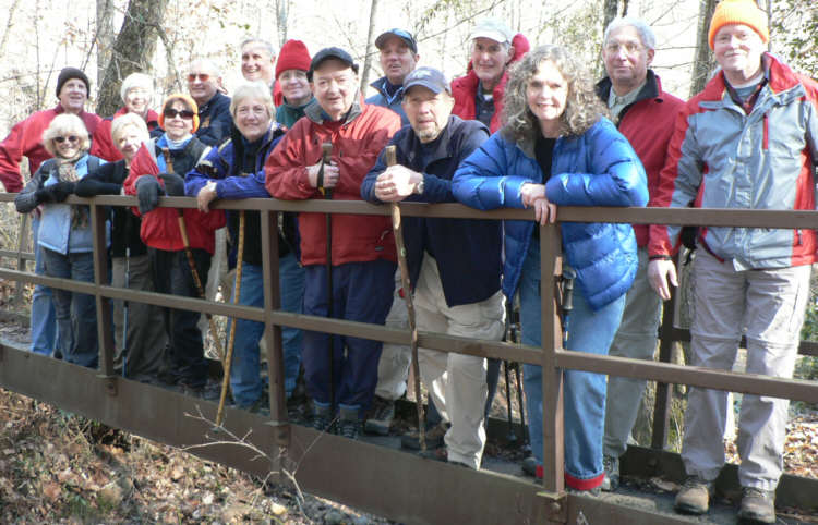 The OFHC gang for today's hike. (l-r front) Pam Euliss, Faye Sisson, Donna Presley, Jeanne O'Connor, Doug Russell, Bruce O'Connor and Carole Wintle. (l-r back) John Bellamy, June Bellamy, Jack Jacobi, Dan Ross, Dave Hinson, Joe Raguckas, Bob Thompson, Bill Hunt and Tony Presley.