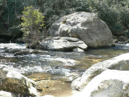 Huge boulder in the river at our lunch spot.