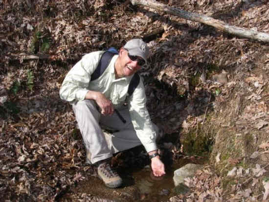 At Chattahoochee Gap, we walk down to the spring that is reported to be the upper headwaters of the mighty Chattahoochee River.