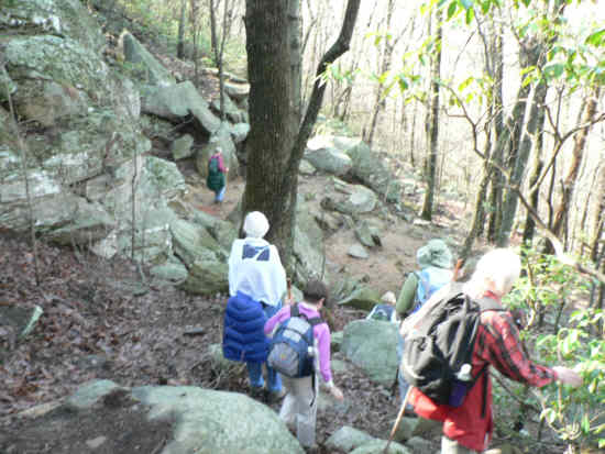 We had to scramble down some rocks to get to the base of the boulder.