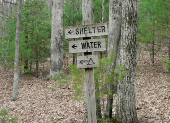 The sign pointing to the Gooch Mountain Shelter.