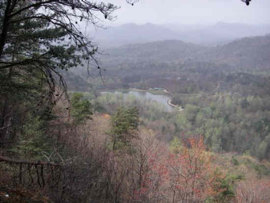 Looking down to the lake at Camp Rainey Mountain.