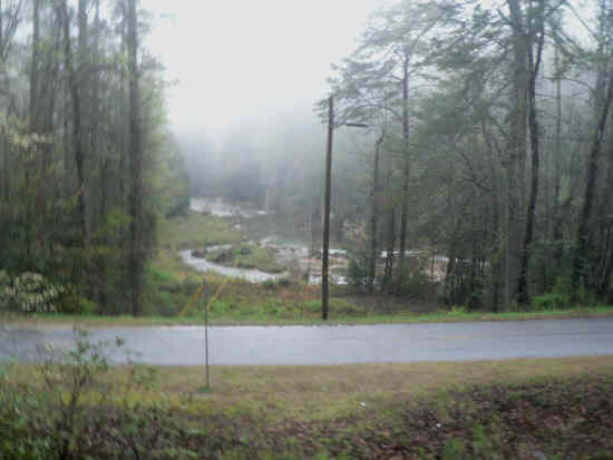 Looking down to the Tallulah River just above the lake.