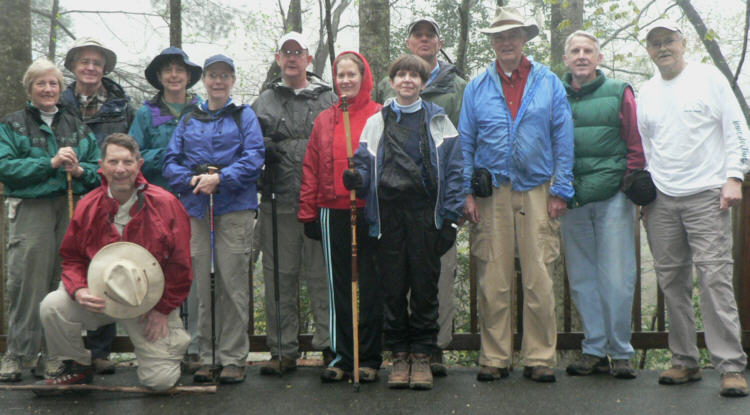 The OFHC gang for today's hike. (l-r) Jeanne O'Connor, Dave Hinson, Bruce O'Connor, Karen Brown, Wanda Miller, Wayne Miller, Leigh Ann Miller, Donna Presley, Joe Raguckas, Dick Metzgar, John Bellamy and Tony Presley.