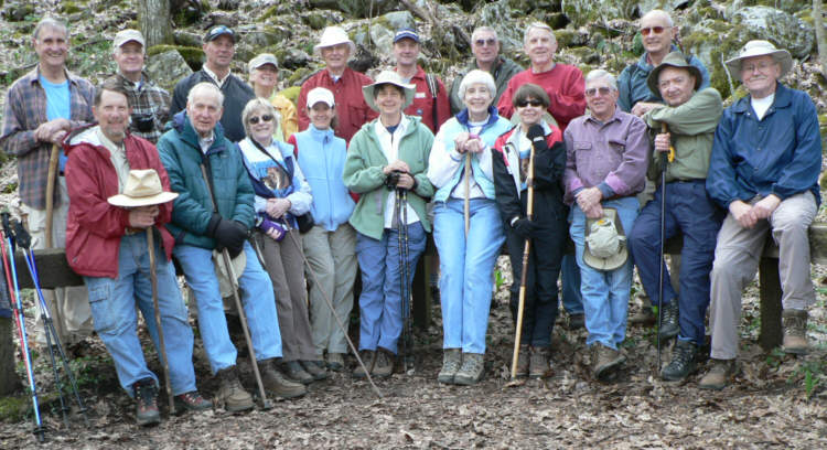 The OFHC gang for today's hike. (l-r front) Bruce O'Connor, David Whitaker, Geri Whitaker, Leigh Ann Miller, Karen Brown, June Bellamy, Donna Presley, Vic Robson, Doug Russell and Tony Presley. (back l-r) Dan Ross, Dave Hinson, Joe Raguckas, Lynne Saporito, Dick Metzgar, Terry Doyle, Don Preece, John Bellamy and Jack Jacobi.