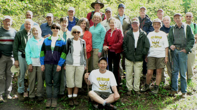 The OFHC gang for today's hike. (l-r)Tony Presley, Dan Ross, David Whitaker, Geri Whitaker, Sam Hay, Donna Presley, Karen Brown, Bob Thompson, Pam Euliss, Carole Wintle, Pom Sinnock, Carole Raguckas, Bruce O'Connor (seated), Joe Raguckas, Leigh Ann Miller, Paul Williams, Vic Robson, Dave Hinson, Jeanne O'Connor, Bob Presley, Doug Russell, Phil Brownrigg and Jack Jacobi.