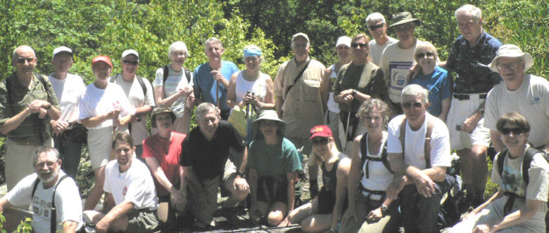 The OFHC gang for today's hike. (l-r front) Bob Magee, Bruce O'Connor, Linda Johnson, Don Johnson, Karen Brown, Vickie Morrison, Carole Wintle, Vic Robson, Donna Presley and Tony Presley. (back l-r) Jack Jacobi, Phil Brownrigg, Jeanne O'Connor, Rick Porter, June Bellamy, John Bellamy, Lynne Saporito, Dave Hinson, Sharon Horwitz, Greta Driggers, Jim Driggers, Dick Metzgar, Geri Whitaker and David Whitaker.
