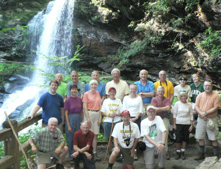 The OFHC gang for today's hike. (l-r kneeling) Dave Hinson, Joe Metzger, Bruce O'Connor and Tony Presley. (l-r middle) Tyler Hinson, Karen Brown, June Bellamy, Jeanne O'Connor, Lynne Saporito, Vic Robson, Pam Euliss and Bob Magee. (l-r back) Phil Brownrigg, Dan Ross, John Bellamy, Bill Hunt, Jack Jacobi, Don Preece, Donna Presley, Tonya Andrews.