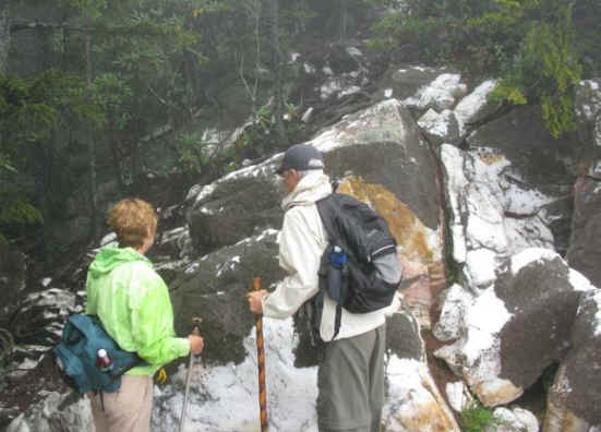 Shining Rock Mountain and huge white quartz boulders.