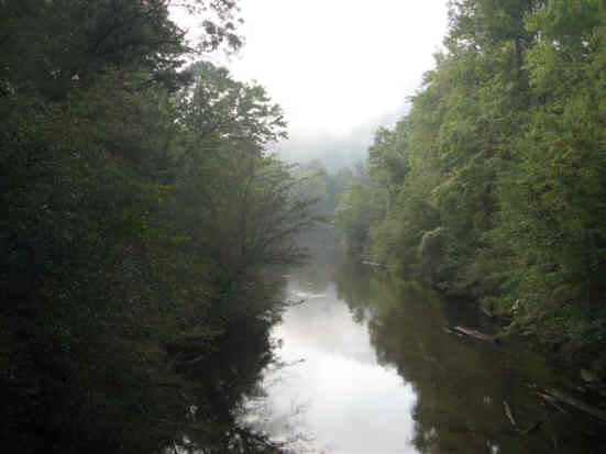 Looking down the West Fork to the merge point with the main Chattooga River.