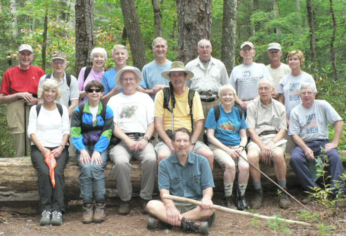 The OFHC gang for today's hike. (l-r sitting) Pam Euliss, Donna Presley, Tony Presley, Pom Sinnock, Bruce O'Connor, Geri Whitaker, David Whitaker and Vic Robson. (l-r standing) Bob Thompson, George Otis, June Bellamy, John Bellamy, Dan Ross, Don Preece, Phil Brownrigg, Jim Driggers and Greta Driggers.