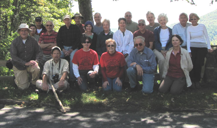 The OFHC gang for today's hike (l-r front) Tony Presley, Bruce O'Connor, Donna Presley, Geri Whitaker, David Whitaker and Linda Johnson. (l-r back) Greta Driggers, Jim Driggers, Jack Jacobi, Phil Brownrigg, Dick Metzgar, Carole Wintle, Dan Ross, Jeanne O'Connor, Karen Brown, Don Preece, Vic Robson, John Bellamy, June Bellamy, Dan Euliss and Pam Euliss.