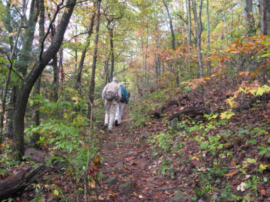 As we hike up the trail the fog quickly lifts.