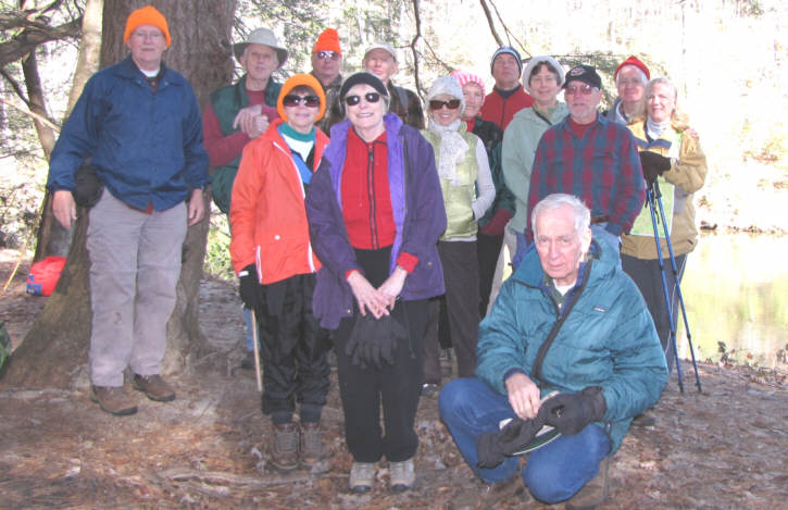 The OFHC gang for today's hike. (l-r front) Donna Presley, Geri Whitaker and David Whitaker. (l-r back) Tony Presley, John Bellamy, Don Preece, Phil Brownrigg, Pam Euliss, Jeanne O'Connor, Joe Raguckas, Karen Brown, Vic Robson, Dave Hinson and Lynne Saporito.