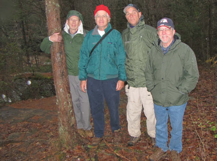 The determined/stubbon group that continued to the falls. (l-r) Phil Brownrigg, Dave Hinson, Joe Raguckas and Vic Robson.