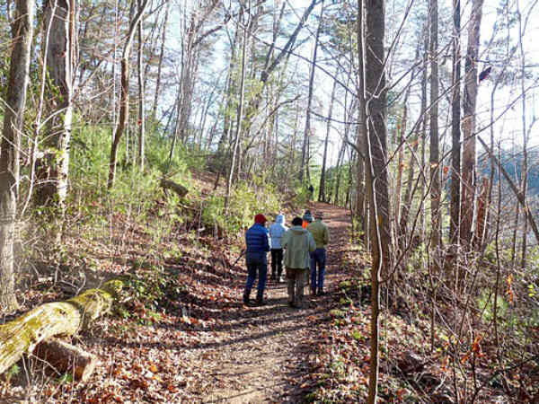 The trail follows the shoreline of Smith Lake.