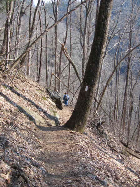 Hiking down the Foothills Trail to the Whitewater River below the falls.