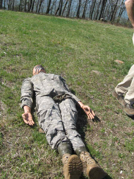 U.S. Army Rangers training dummy at the summit.