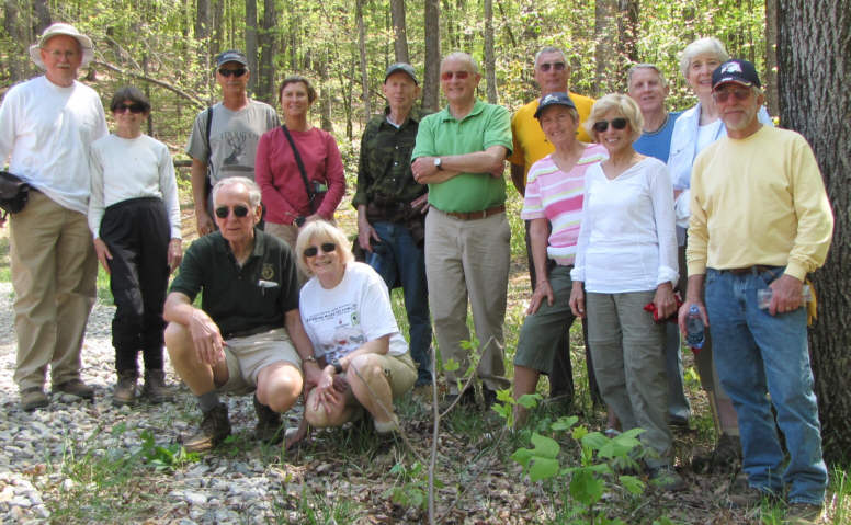 The OFHC gang for today's hike. (l-r front) David Whitaker, Geri Whitaker, Jeanne O'Connor, Pam Euliss and Vic Robson. (l-r back) Tony Presley, Donna Presley, Jim Driggers, Greta Driggers, Phil Brownrigg, Jack Jacobi, Don Preece, John Bellamy and June Bellamy.