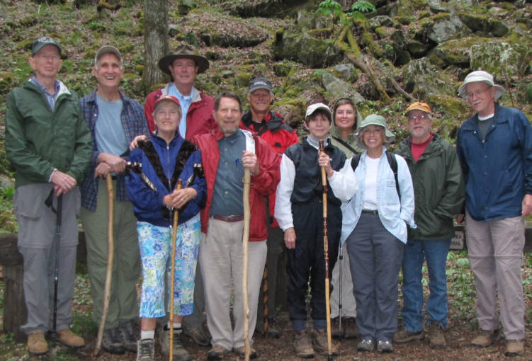 The OFHC gang for today's hike. (l-r front) Phil Brownrigg, Dan Ross, Jeanne O'Connor, Pom Sinnock, Bruce O'Connor, Jim Driggers, Donna Presley, Greta Driggers, Pam Euliss, Vic Robson and Tony Presley.