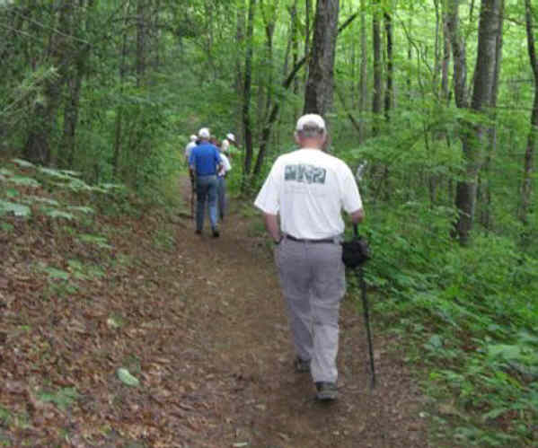 This trail is downhill to Blue Hole Falls and then continues downhill to High Shoals Creek Falls.