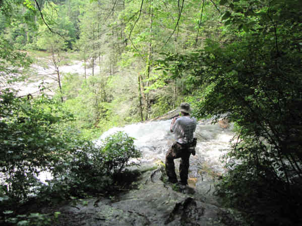 Looking out over the top of Dicks Creek Falls.