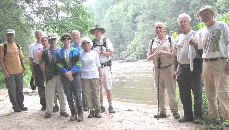 The OFHC gang for today's hike. (l-r) Jim Driggers, Dick Metzgar, Greta Driggers, Vic Robson, Donna Presley, Dan Ross, Pam Euliss, Pom Sinnock, Jack Jacobi, Bill Hunt and Tony Presley.