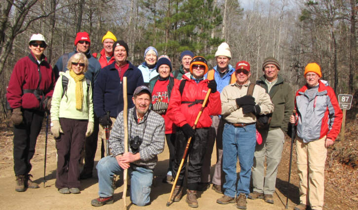 The OFHC gang for today's hike (l-r). Karen Brown, Pam Euliss, Joe Raguckas, Pom Sinnock, Dave Standard, Bruce O'Connor, June Bellamy, Jeanne O'Connor, John Bellamy, Donna Presley, Dick Metzgar, Vic Robson, Bill Hunt and Tony Presley.