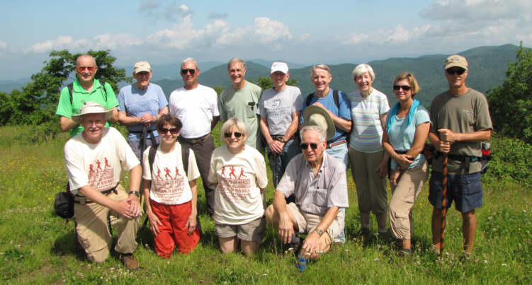The OFHC gang for today's hike. (l-r front) Tony Presley, Donna Presley, Geri Whitaker, David Whitaker. (l-r back) Jack Jacobi, Sam Hay, Bill Hunt, Dan Ross, Phil Brownrigg, John Bellamy, June Bellamy, Greta Driggers and Jim Driggers.