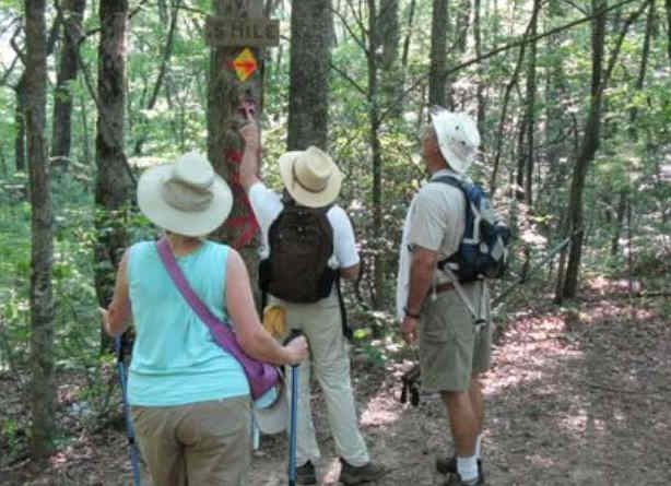 Checking out the trail markers