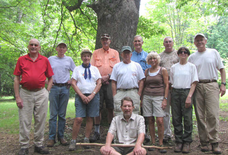 The OFHC gang for today's hike. (l-r) Jack Jacobi, Phil Brownrigg, Jeanne O'Connor, Pom Sinnock, Vic Robson, Bruce O'Connor (seated), Dan Ross, Pam Euliss, Don Preece, Donna Presley and Tony Presley.