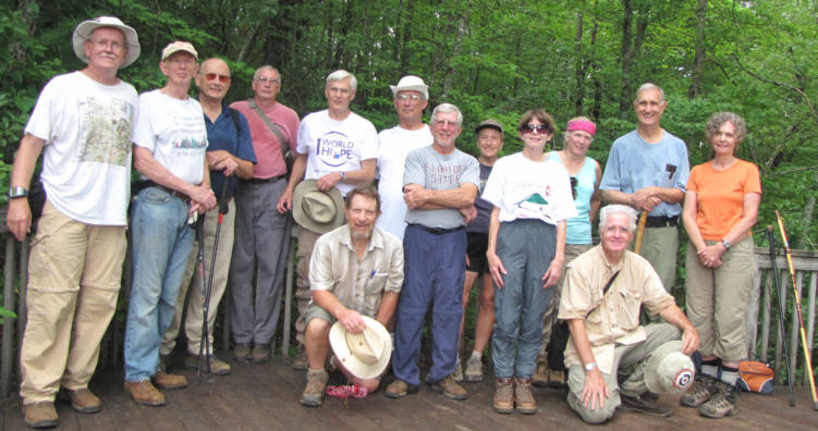 The OFHC gang for today's hike. (l-r) Tony Presley, Phil Brownrigg, Jack Jacobi, Don Preece, Dick Metzgar, Bruce O'Connor, Bill Hunt, Vic Robson, Jeanne O'Connor, Donna Presley, Lynne Saporito, Dave Hinson, Dan Ross and Carole Wintle.