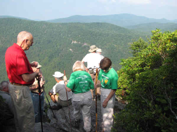 Taking in the views at the summit of Pickens Nose.