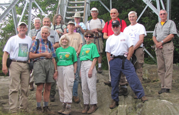 The OFHC gang for today's hike. (l-r) Tony Presley, Dave Hinson, David Whitaker, Dan Ross, Carole Wintle, Geri Whitaker, Phil Brownrigg, Lynne Saporito, Donna Presley, Bill Hunt, Jack Jacobi, Vic Robson, Dick Metzgar and Don Preece.