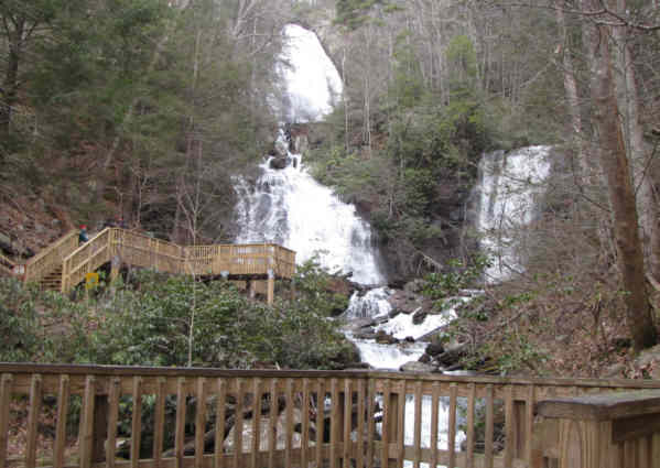 Our lunchtime destination! After plentiful rains, Anna Ruby Falls was roaring and beautiful!
